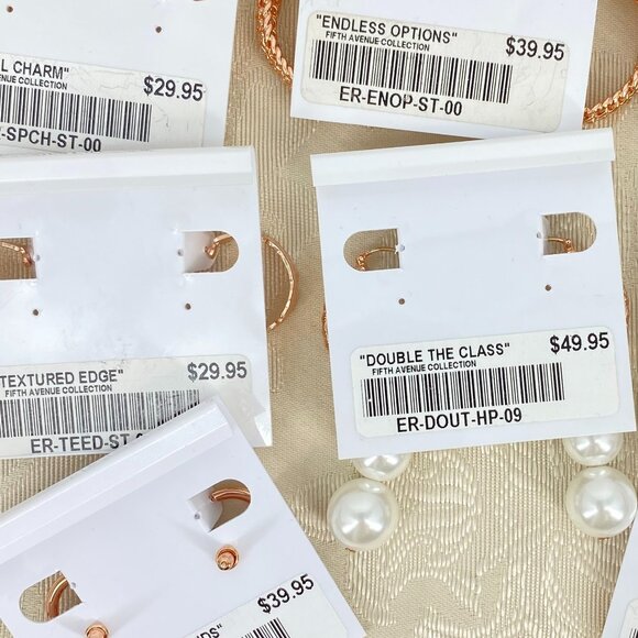 FAC 8 Pair Rose Gold Tone Rhodium Plated Earrings NWT - Picture 10 of 13